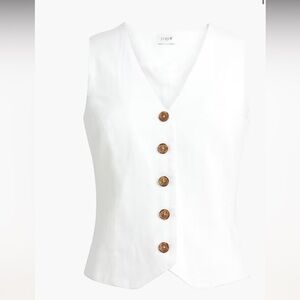 NWOT J.Crew Button-Front Linen-Blend Vest - Size 6